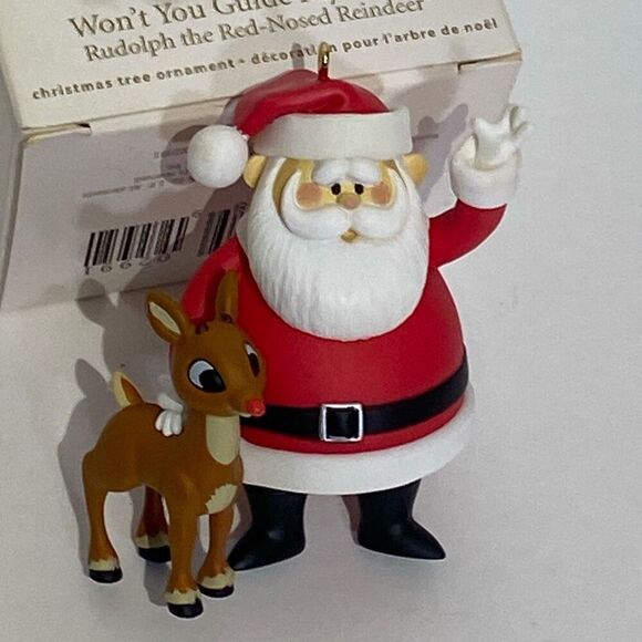 Hallmark Santa Claus And Rudolph The Red-Nosed Reindeer Christmas Tree Ornament - Picture 2 of 6